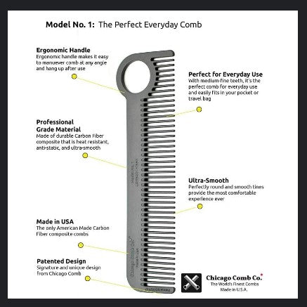 Chicago Comb - Standard - Model 1 = L: 5.5” W: 1.25”